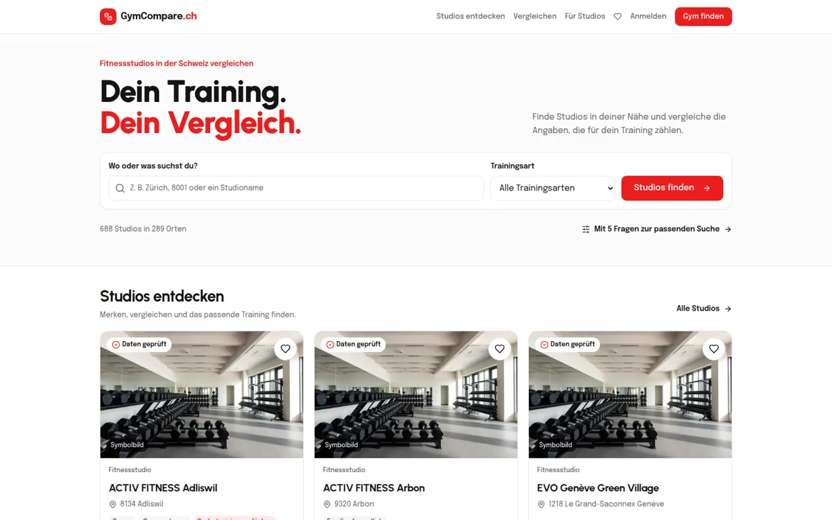 Website-Vorschau von Gymcompare
